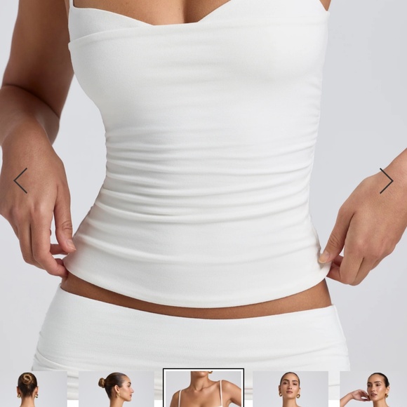 Modal Ruched Layered Tank Top in White - Picture 4 of 5